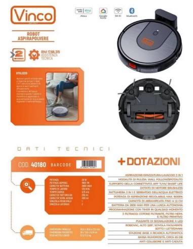 ROBOT ASPIRAPOLVERE VINCO 40180